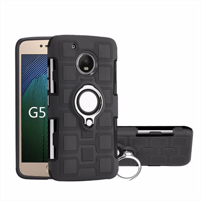 

SHS Phone Case For Motorola Moto G5G5 PlusG5sG5s Plus Luxury Armor Ring Bracket Silicon TPU Lattice texture Protection