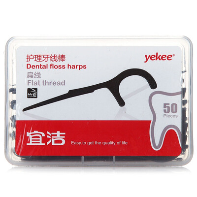 

【Jingdong Supermarket】 Yi Jie dental pulp bamboo charcoal flat wire toothpick boxed Y-9829 (50 loaded