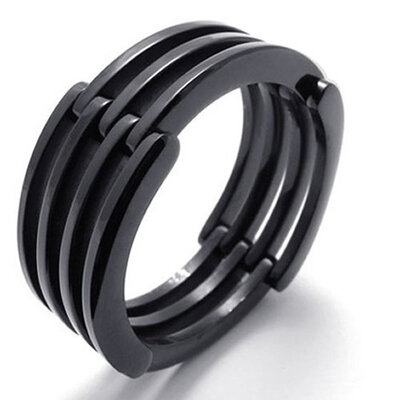 

Hpolw Stainless Steel Band Unisex Mens Womens Ring Black