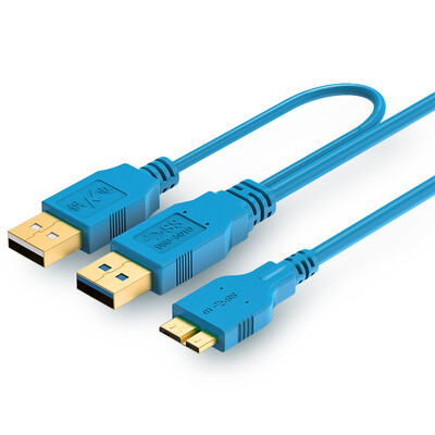 

(Shengwei) USC-5010 высокоскоростной USB3.0 мобильный жесткий диск для передачи данных USBA мужской × 2 пары MicroB общедоступный USB вспомогательный источник питания золотой штекер 1 м