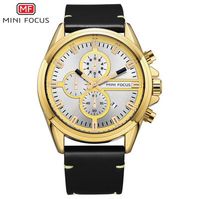 

MINI FOCUS Fashion Leather Strap Sports Men Quartz Watch MF0130G