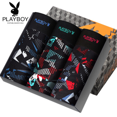 

Playboy Mens Underwear Ice Silk Boxer Briefs Mens Elastic Breathable Mid-rise Waist Pants Mens 3 Pack 5195 Multi-Color XL