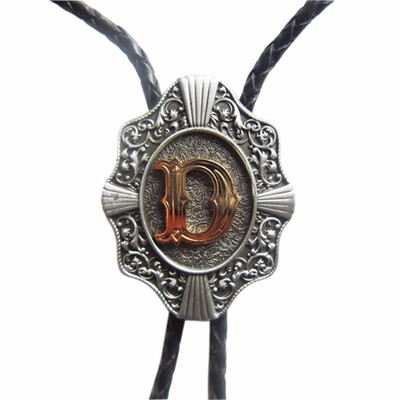 

Men Bolo Tie Original Initial Letter Western Cowboy Cowgirl Wedding Bolo Tie Leather Necklace