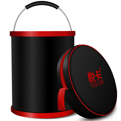 

Yue card car wash bucket multi-function outdoor fishing camping bucket 15 liters with zipper bag bucket red black car supplies