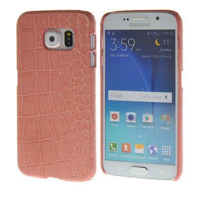 

MOONCASE Crocodile Skin Style Hard Rubberized Rubber Coating Devise Back Case Cover for Samsung Galaxy S6 Pink