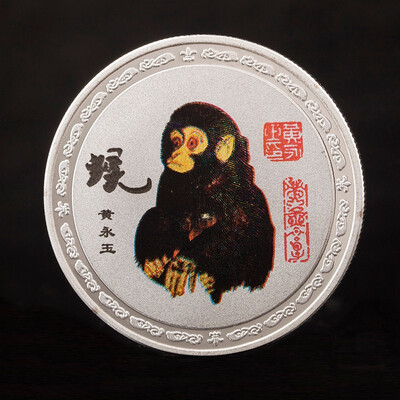 

1pcs lot New Chinese ink&water series zodiac coin feng shui silver coin auspicious animal coin family decoration collection