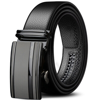 

BOPAI Belt Mens First Layer Leather Automatic Buckle Belt Business Mens Automatic Buckle Casual Pants Black 713-005251