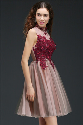 

A-Line Short Delicate Homecoming Dress With Flowers