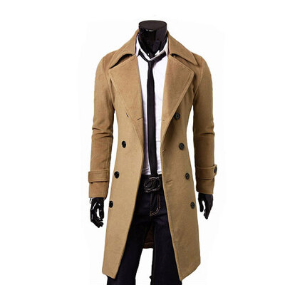 

Zogaa New Men's Woolen Coat Double-breasted Lengthen Simple Luxury