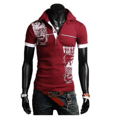 

Zogaa New Men's Polo Shirt Totems Printing Lapel Slim Casual