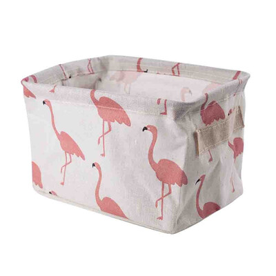 

Desktop Storage Basket Cute Printing Waterproof Organizer Cotton Linen Sundries Storage Box Cabinet Underwear Storage Bag