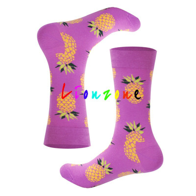 

LIONZONE Winter Warm Women Socks Unisex Rainbow Cherry Crane Pineapple Lemon Harajuku Colorful Funny Cotton Crew Socks