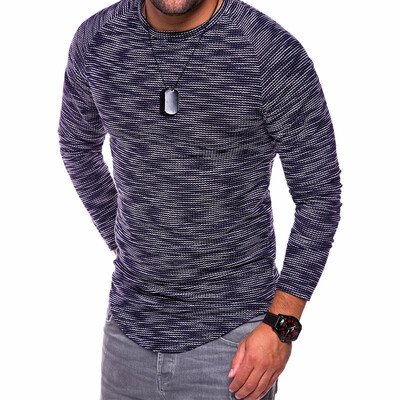 

Men Fashion Autumn Casual Long Sleeves Round Neck Plus Size Tops T-Shirts Solid Color Base Shirt