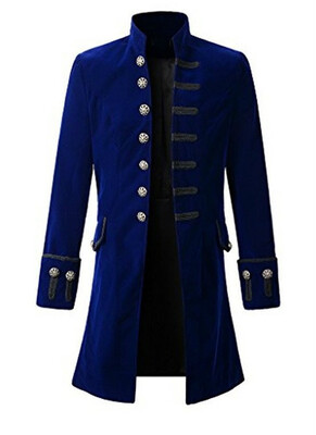 

Mens coat pure color fashion steam punk retro coat