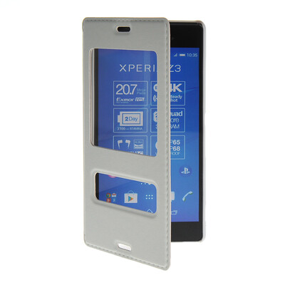 

MOONCASE View Window Leather Side Flip Pouch Stand Shell Back ЧЕХОЛ ДЛЯ Sony Xperia Z3 White