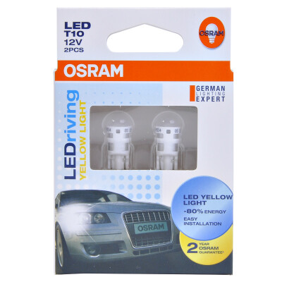 

OSRAM W5W / T10 Светодиодная фара дальнего света лампа дневного света лампа дневного света указатель поворота лампа 2880YE с объективом [желтый 12V1W] (2 палки)