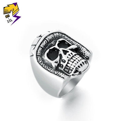 

Punk Motorcycle Helmet Skeleton Rings Men Vintage Silver Color Stainless Steel Steampunk Skull Biker Rings Women Jewelry