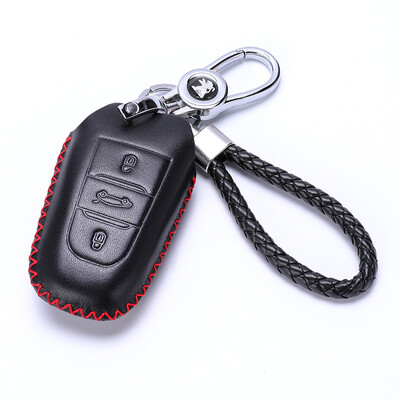 

KING ETING Peugeot Key Case Leather Key Case 2008 508 3008 408 Special Car Keychain C Style Red