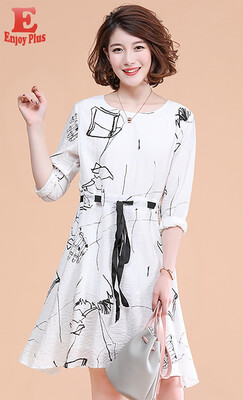 

L XL XXL 3XL 4XL 5XL plus size casual new autumn 2018 women dress long sleeve large size white print midi loose with belt lady