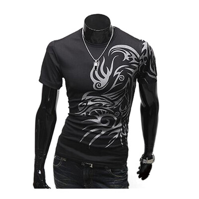 

Zogaa New Mens T-Shirt European Dragon Tattoo Round Collar