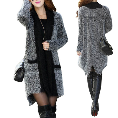 

Women Fashion autumn Warm long Cardigan shawl mohair Knitwear Sweater Coat