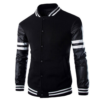 

Zogaa Autumn And Winter New Men's Jacket Leather Sleeve Splice Printing Casual