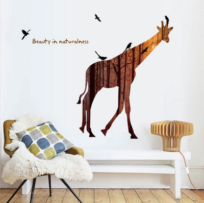 

Forest Deer Flying Birds Wall Stickers for Living Room Restaurant Office Decor Wall Decals Art Mural Poster