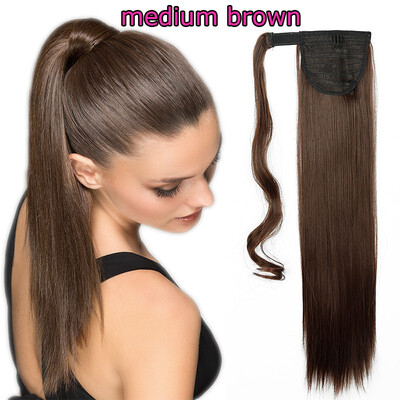 

Hot Sell Sexy Long Straight Curly Tie upWrap Around Ponytail Clip in Hair Extensions 17-26 inch