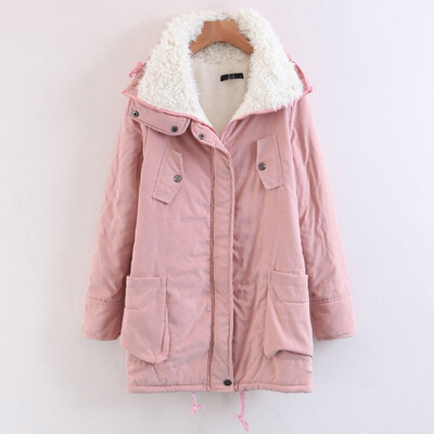 

2018 Winter Womens Long Cotton Padded Warm Lamb Cashmere Coat Female Outerwear Parka Ladies Warm Long Jacket