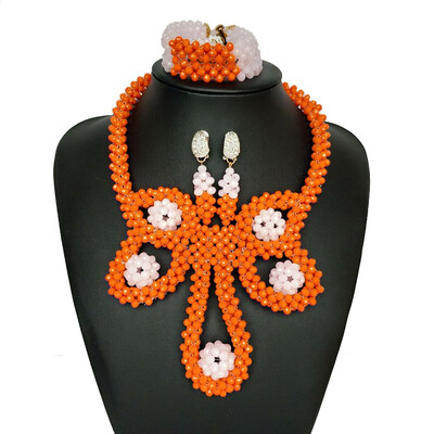 

Wedding African Beads Jewelry Set Handmade Red Imitation Coral Fashion Women Necklace Nigerian Bridal Beads Costume Jewelry Sets