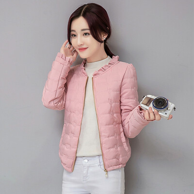 

2018 womens short cotton coat new slim embroidered cotton coat light cotton jacket