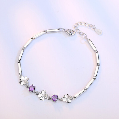 

Cubic Zirconia Four Leaf Clover Charm Bracelets For Women Korea Trendy Jewelry WHBG57