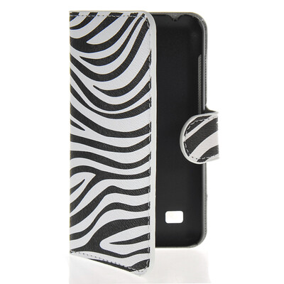 

MOONCASE Zebra style Leather Side Flip Wallet Card Slot Stand Pouch чехол для Huawei Ascend Y550