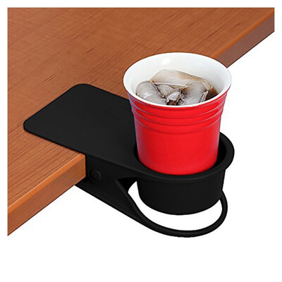 

UpperX Drinking Cup Holder Clip Home Office Table Desk Side Huge Clip Water Drink Beverage Soda Coffee Mug Holder Design Black