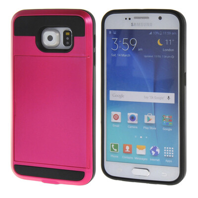 

MOONCASE ЧЕХОЛ ДЛЯ Samsung Galaxy S6 Soft Silicone Gel TPU Skin With Card Holder Protective Hot pink