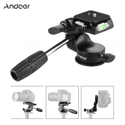 

Andoer 3Dimensional Fluid Drag Camera Photographic Head Aluminum Alloy Hydraulic Damping Head w Bubble Level Handle for Canon Ni