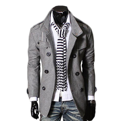 

Zogaa Autumn And Winter Mens Wind Double-breasted Stand Collar