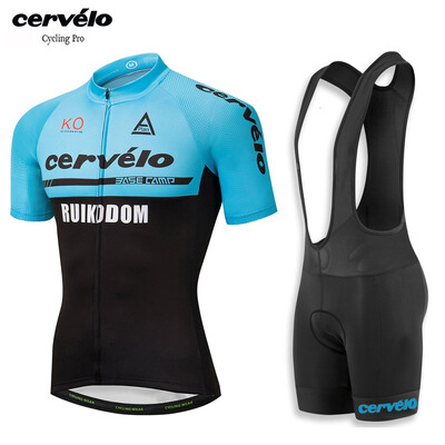 

UCI 2018 pro team Cervelo mens summer short sleeve cycling jersey bib shorts kit breathable Bicycle clothing MTB bike jersey