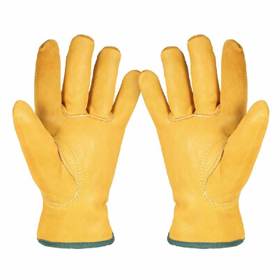 

Leather Working Gloves Mens Work Cowhide Gloves Gardening Digging Planting Plant Flower Pruning Protective Glove Driver Security