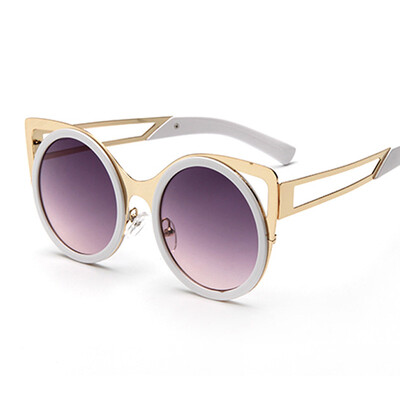 

FEIDU New Brand Designer Fashion Women Cat Eye Round Sunglasses Metal Frame Sun Glasses Women's Vintage Oculos de sol