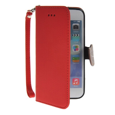 

MOONCASE Litch Skin Leather Side Flip Wallet Card Slot Pouch Stand Shell Back ЧЕХОЛ ДЛЯ Apple iPhone 6 Plus Red