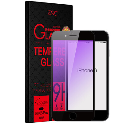 

ESK iPhone6 ​​/ 6s Plus закаленная пленка Apple 6 / 6s Plus стеклянная пленка анти-синий полноэкранный высокоразрешающий взрывозащищенный мобильный телефон защитная пленка JM107-black