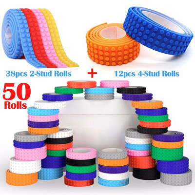 

Block Tapes for Toys Building Block Tape Strip Rolls Self-Adhesive LoopsMulti Colour 50 Packs 38pcs 2-Studs & 12pcs 4-Studs