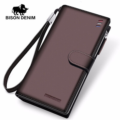 

Luxury Brand Men Wallet Cowskin Leather Mens Purse Zipper Pocket High Quality Male Clutch Genuine Leather Purse Men N8206-coffee
