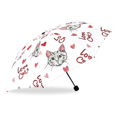 

Cmon love cat 50 percent umbrella sun umbrella female sunscreen UV umbrella umbrella umbrella black plastic umbrella folding ultra light 8 bone five fold umbrella white
