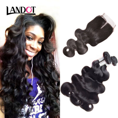 

10A Unprocessed Indian Virgin Human Hair Weaves 3 Bundles With Lace Closures Body Wave Cuticle Aligned Thick Remy Hair Extensions