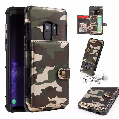 

SHS Phone Case For Samsung Galaxy S9S9 Plus Fashion Card slot Camouflage Multifunction Purse Protection