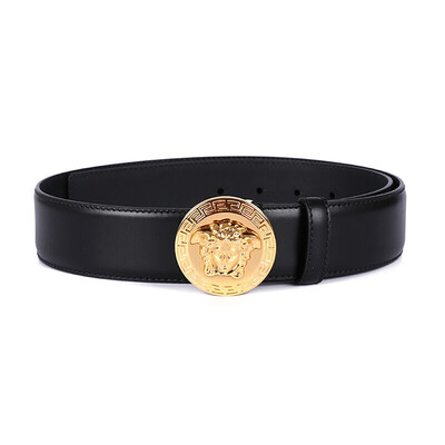 

VERSACE Versace luxury goods 18 autumn&winter new mens black leather Medusa buckle belt belt DCU4806 DVTP1 D41OH 115 yards
