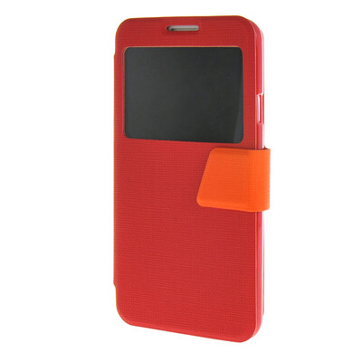 

MOONCASE Galaxy Note 3 Neo N7505 ,Window Design Leather Side Flip ЧЕХОЛ ДЛЯ Samsung Galaxy Note 3 Neo N7505 Red Orange