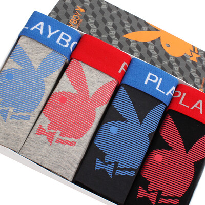 

Playboy мужское нижнее белье Мужские плоские брюки напечатаны кролик головы стрейч хлопок в талии подарочной коробке 4 смешанного цвета XXXL код